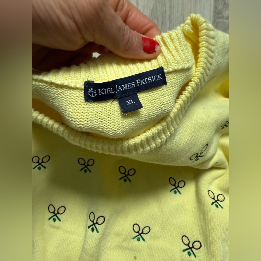 Kiel James Patric East Coast Racquet Sweater In Lemon Sorbet Color Size XL - Picture 5 of 8